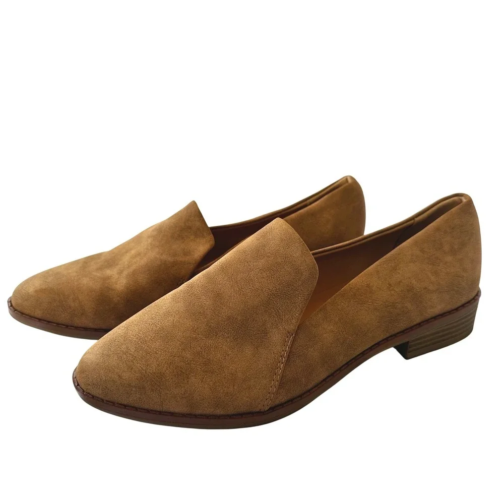Indigo Rd Halen Loafers Womens 8.5 M Tan Brown Faux Suede Slip On Flats Shoes